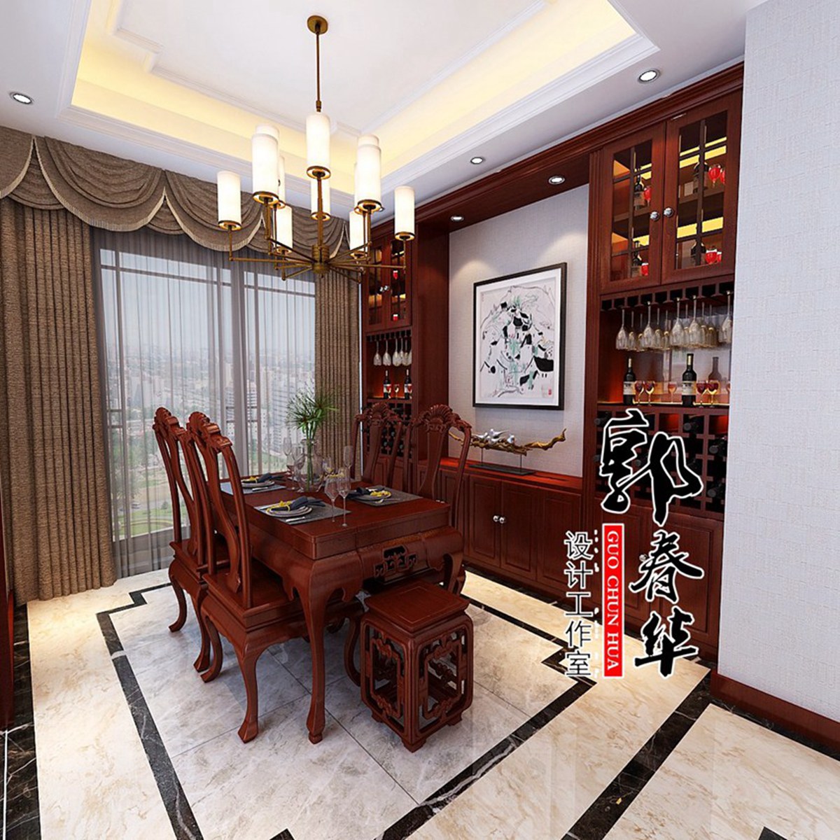 嘉祥玉兰花园新中式复式方案赏析-【济宁春华设计装饰公司】济宁装修公司_济宁装修设计_济宁婚房装修_济宁别墅装修设计_济宁装修设计师_济宁室内 ...