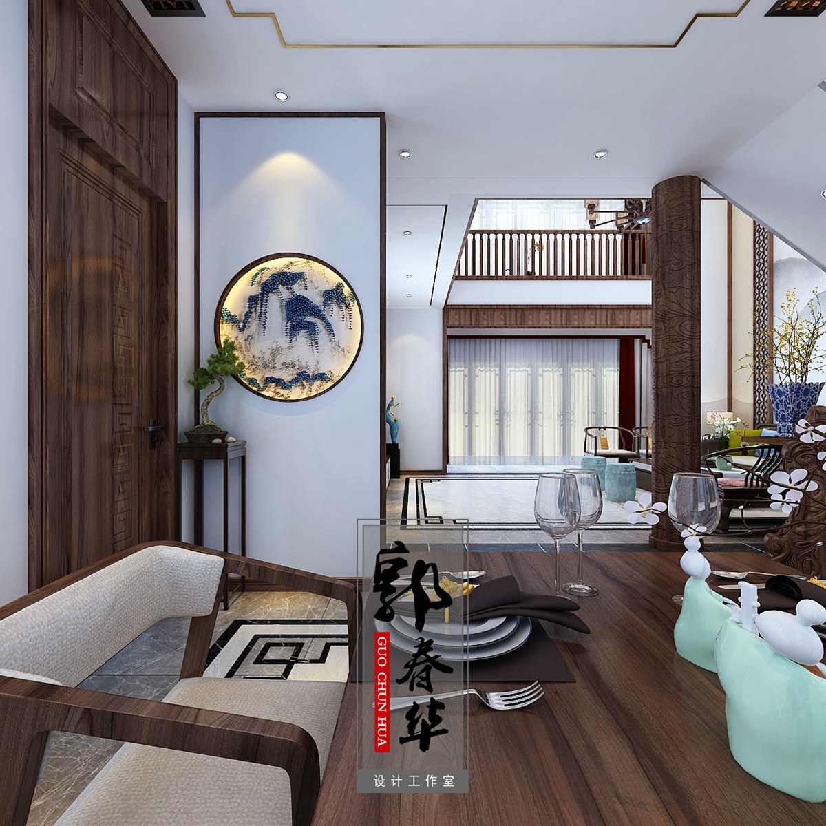 萃泽嘉园别墅新中式方案赏析-【济宁春华设计装饰公司】济宁装修公司_济宁装修设计_济宁婚房装修_济宁别墅装修设计_济宁装修设计师_济宁室内设计师 ...